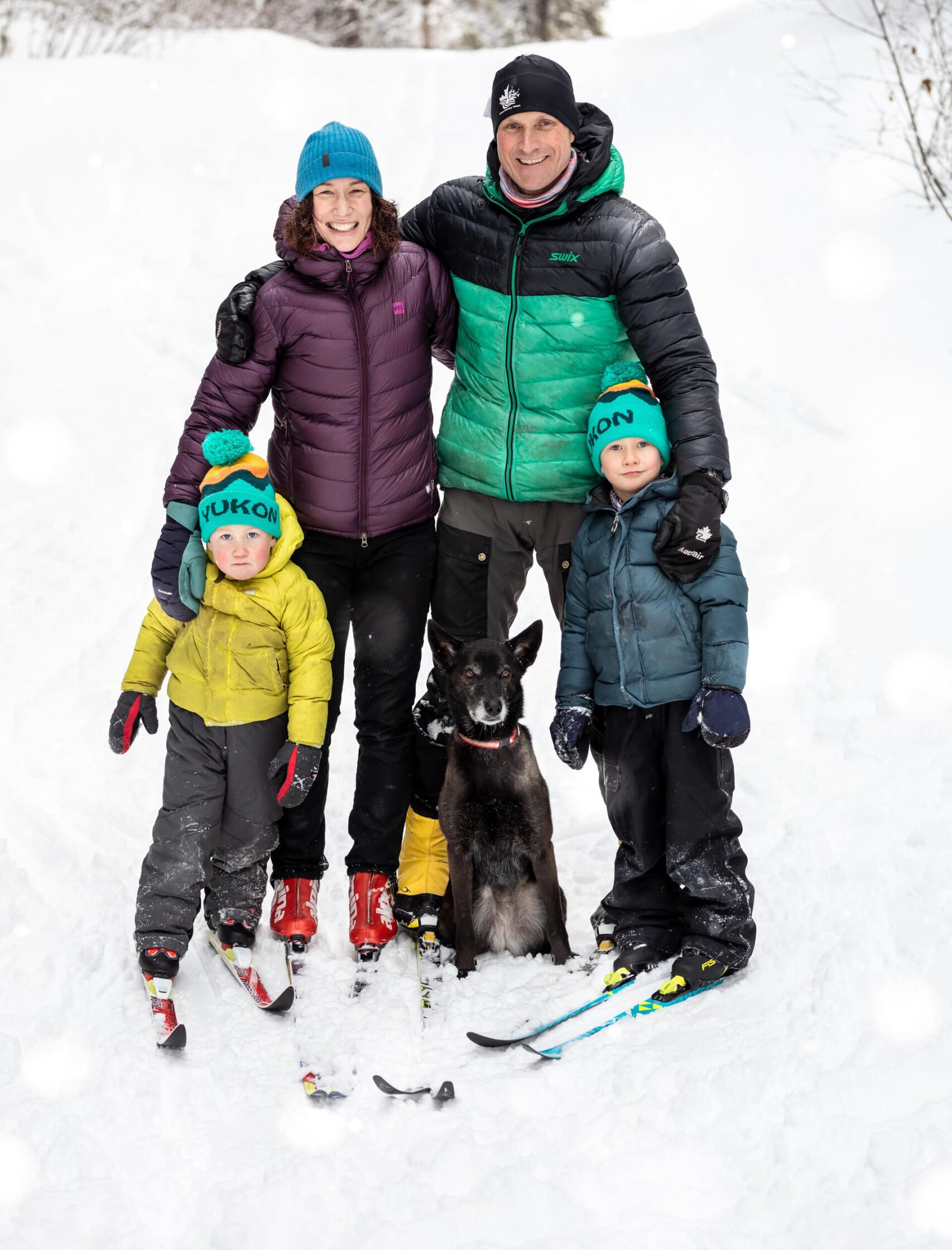 Family enjoying winter holiday at Yukon Ski Lodge